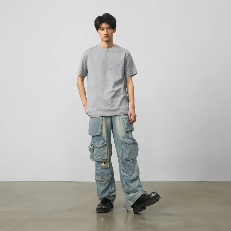 MLB x SHISHANGYUNDONGXILIE X JICHUHUIBIAO Set in Sleeve T Shirt Unisex Gray-5