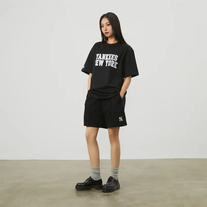 MLB New York Yankees Drop Shoulder Sleeve T Shirt Unisex Black-2