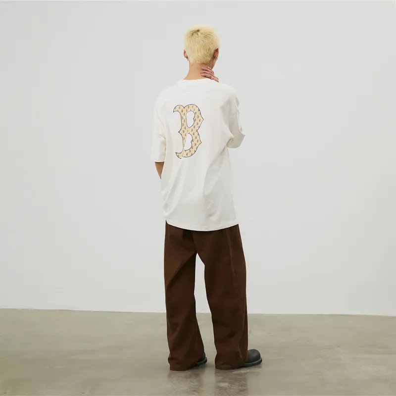 MLB MONOGRAM Reading Collection SS24 T-Shirt Unisex Cream-3