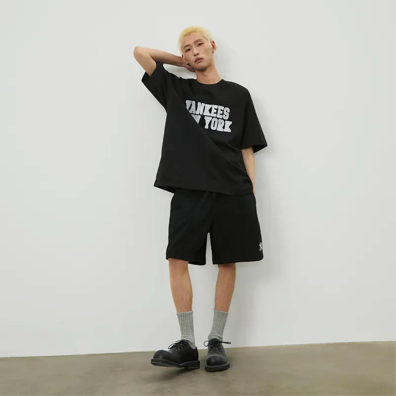 MLB New York Yankees Drop Shoulder Sleeve T Shirt Unisex Black-6