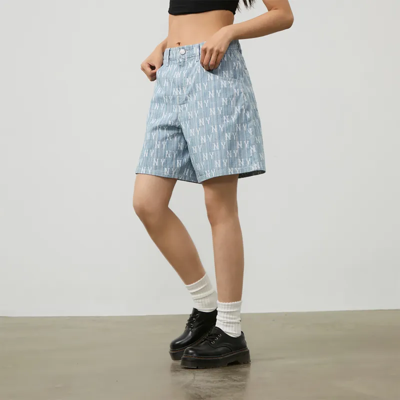 MLB Old Flower Casual Shorts Unisex Light Blue-3
