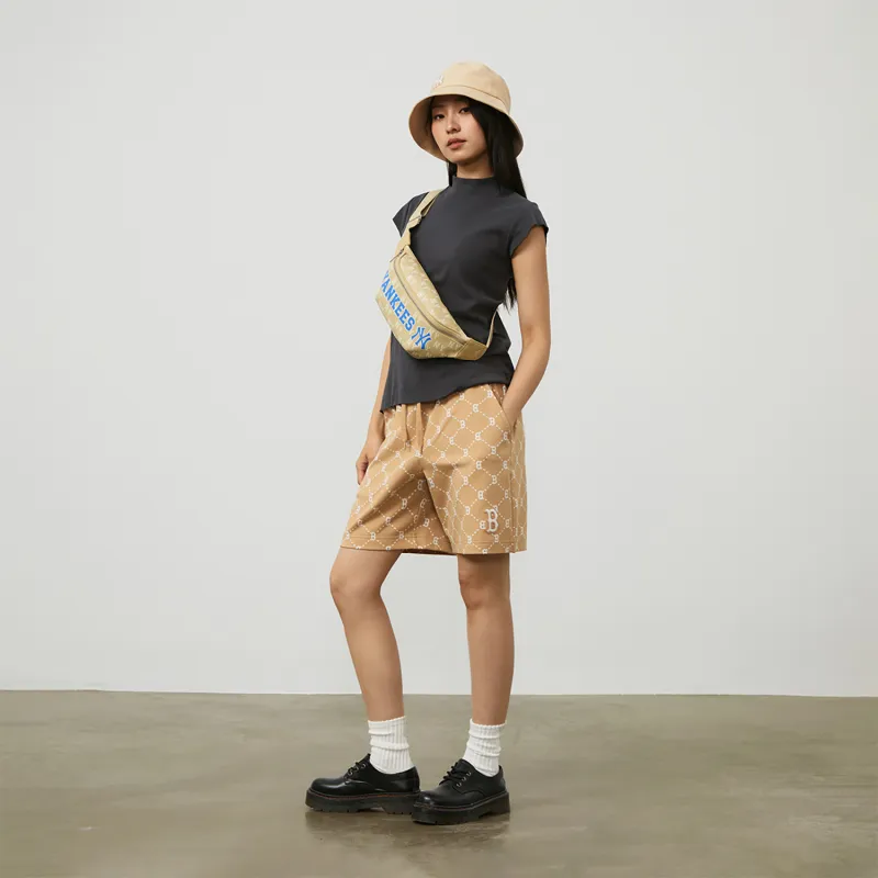 MLB Old Flower Casual Shorts Unisex Light Camel-2