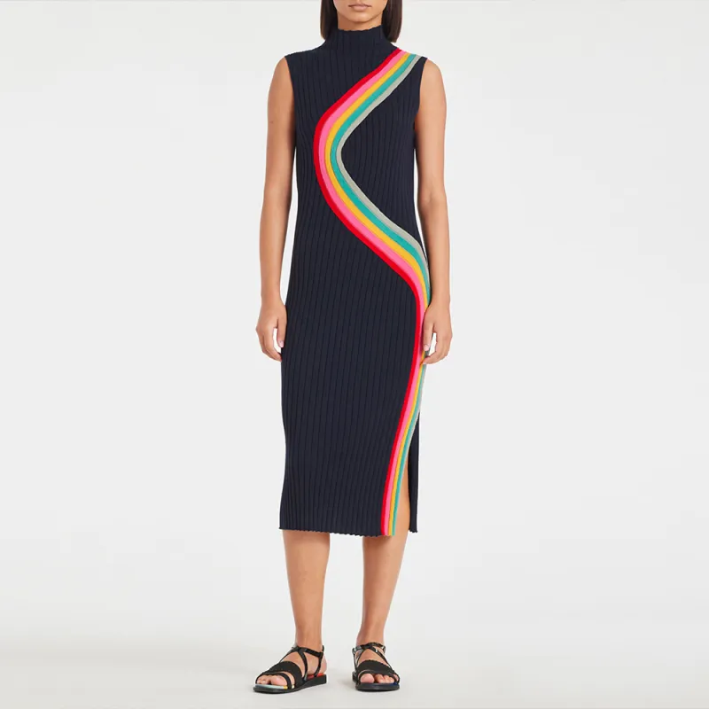 Ps Paul Smith Swirl Ribbed knit Midi Dress-1