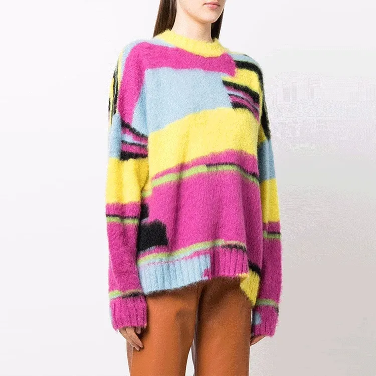 MSGM Geometric Print Crewneck Knit Sweater-3
