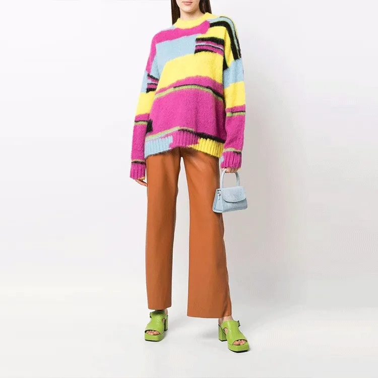 MSGM Geometric Print Crewneck Knit Sweater-1