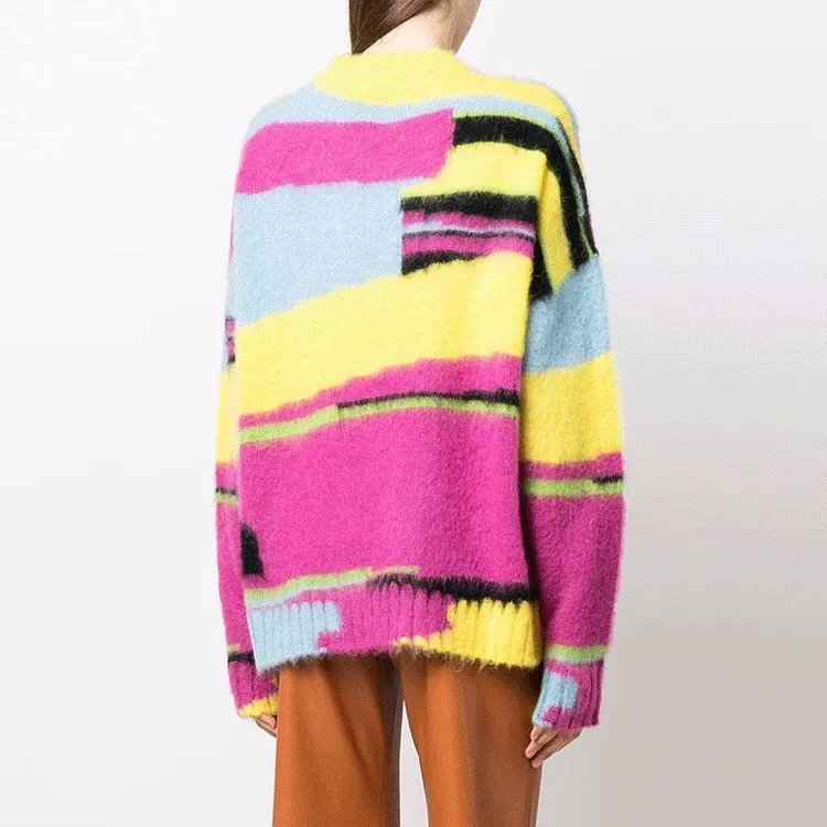 MSGM Geometric Print Crewneck Knit Sweater-2