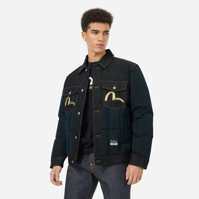 EVISU FW24 Puffer Jacket Men's Navy Blue-3