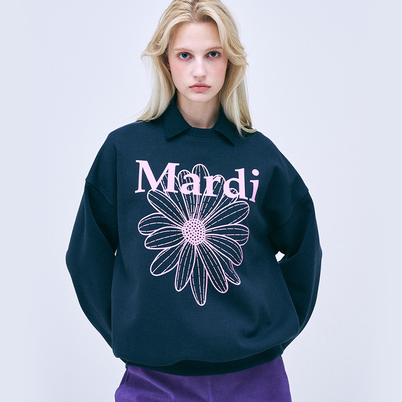 MARDI MERCREDI Flower Sweatshirt Deep Navy Blue One Size