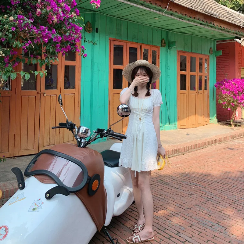 Golden mushrooms Short Sleeved Dresses Women's Chardonnay-3