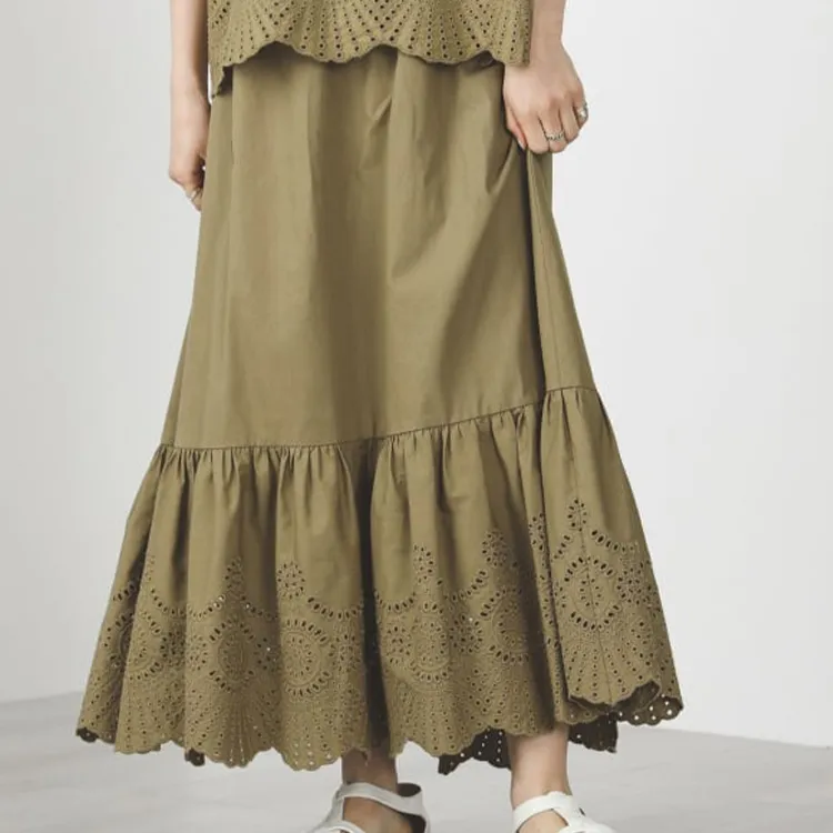 Beams Casual Long Skirts Women's Green-4