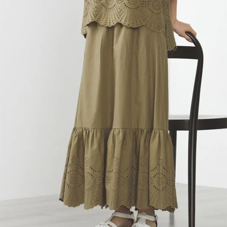 Beams Casual Long Skirts Women's Green-5