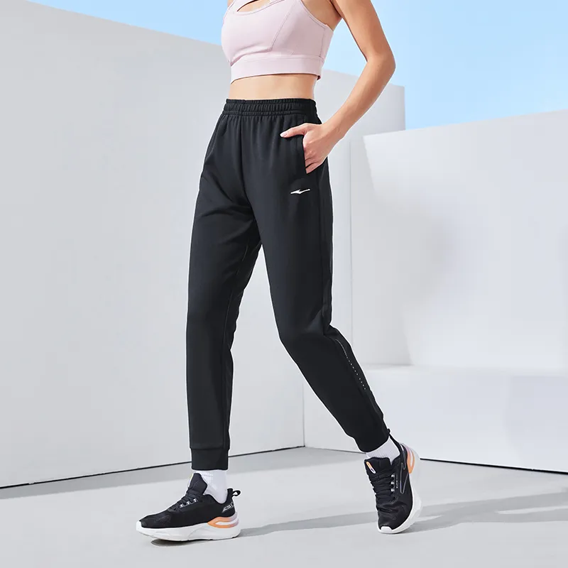 Erke Knitted Sports Pants Women's Jet Black-3