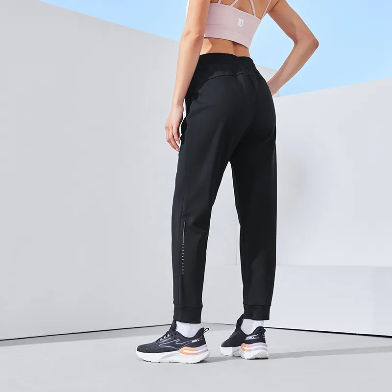 Erke Knitted Sports Pants Women's Jet Black-5