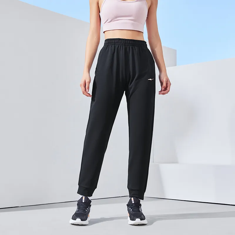 Erke Knitted Sports Pants Women's Jet Black-4