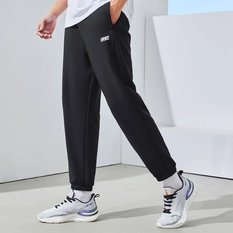 Erke Variety Training Collection Knitted Sports Pants Men's Jet Black-2