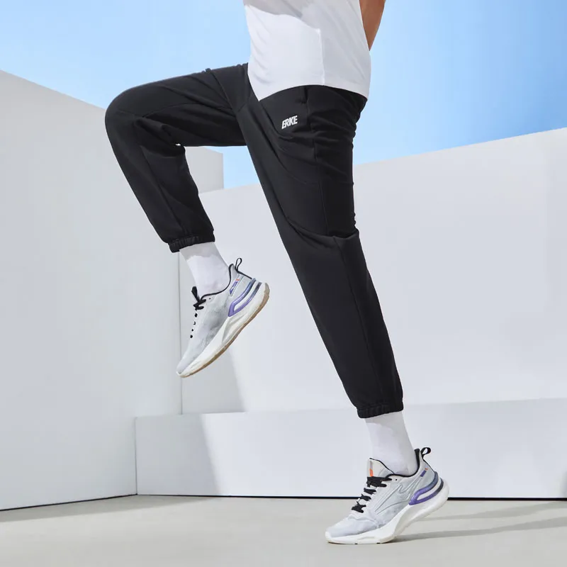 Erke Variety Training Collection Knitted Sports Pants Men's Jet Black-6