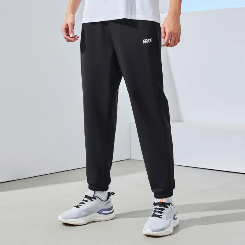 Erke Variety Training Collection Knitted Sports Pants Men's Jet Black-4