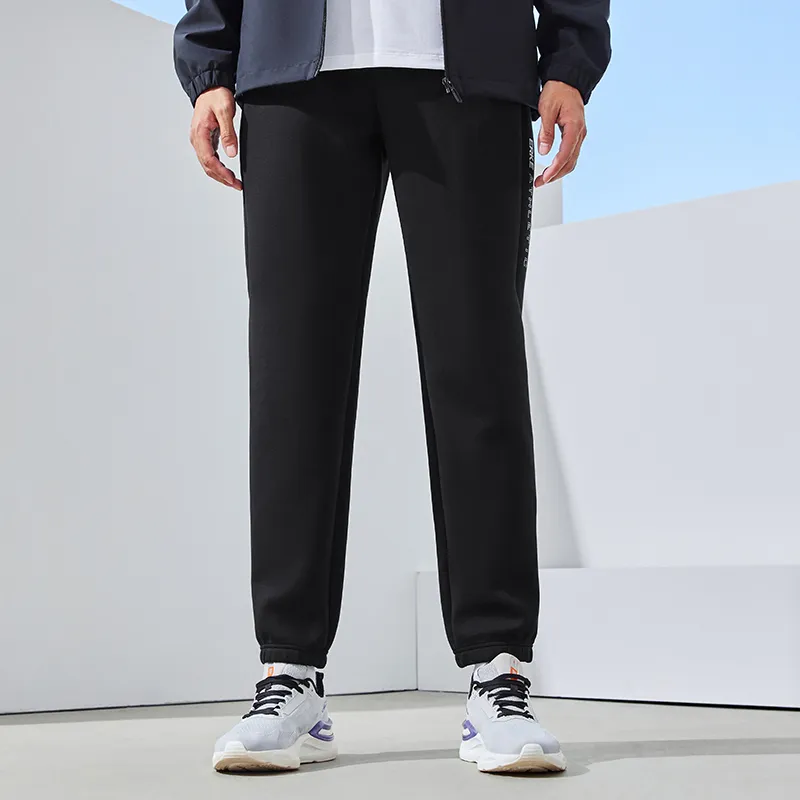 Erke Stand Up Technology Men's Training Collection Knitted Fabric Pants Men's Jet Black-2
