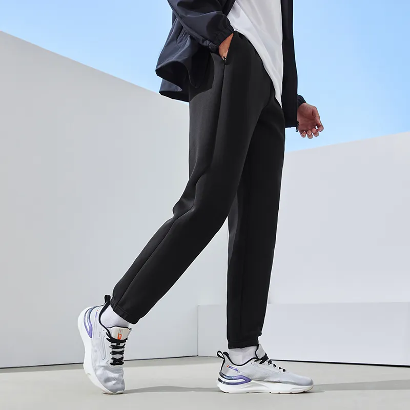 Erke Stand Up Technology Men's Training Collection Knitted Fabric Pants Men's Jet Black-5