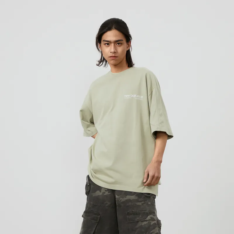 New Balance Drop Shoulder Sleeve T Shirt Unisex Mint Green-5