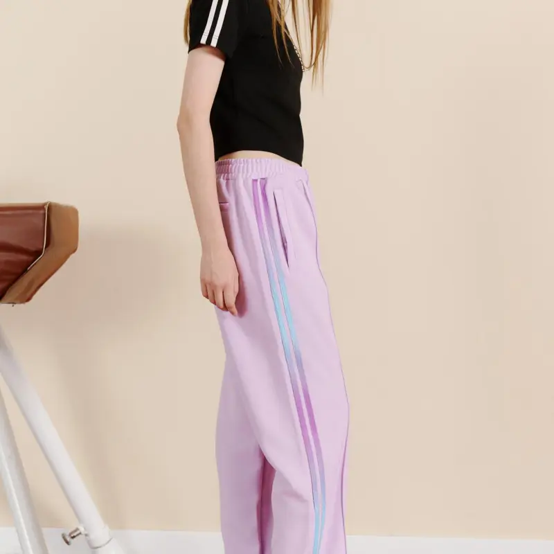 Nerdy Knitted Sweatpants Unisex Light Purple-5