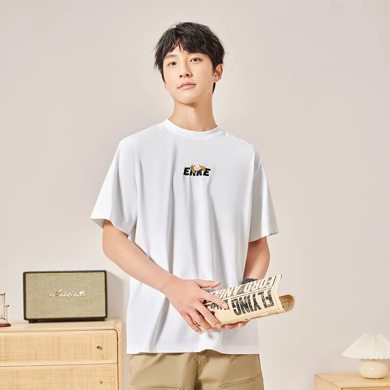 Erke Short Sleeved T Shirts Men's True White-4