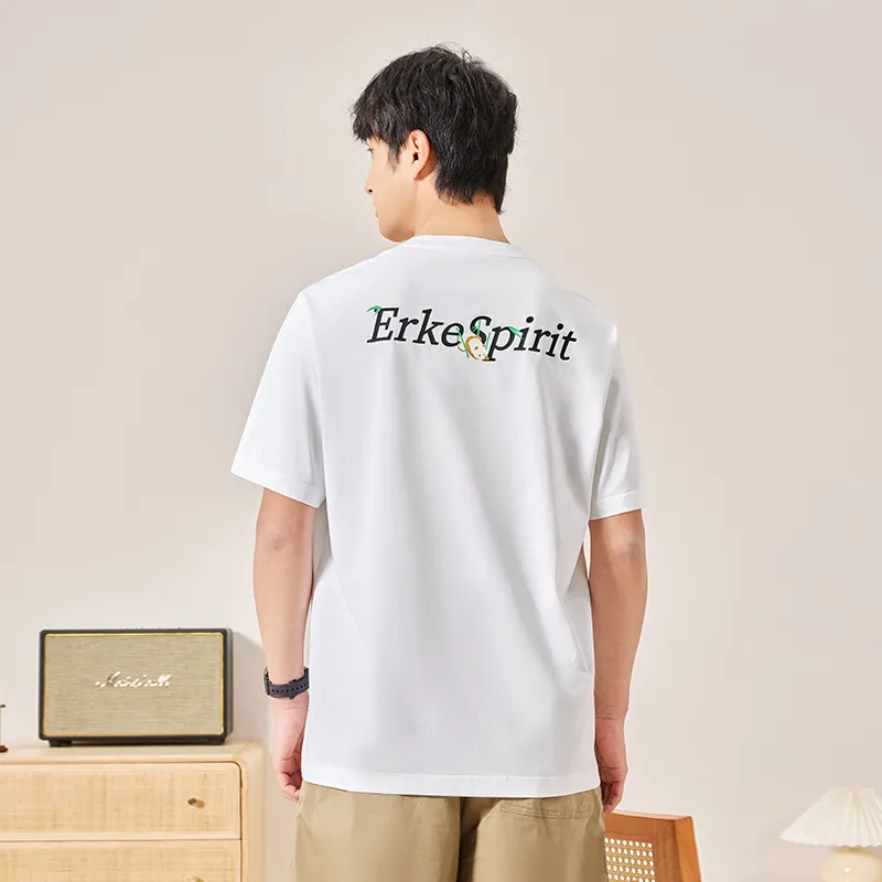 Erke Short Sleeved T Shirts Men's True White-5