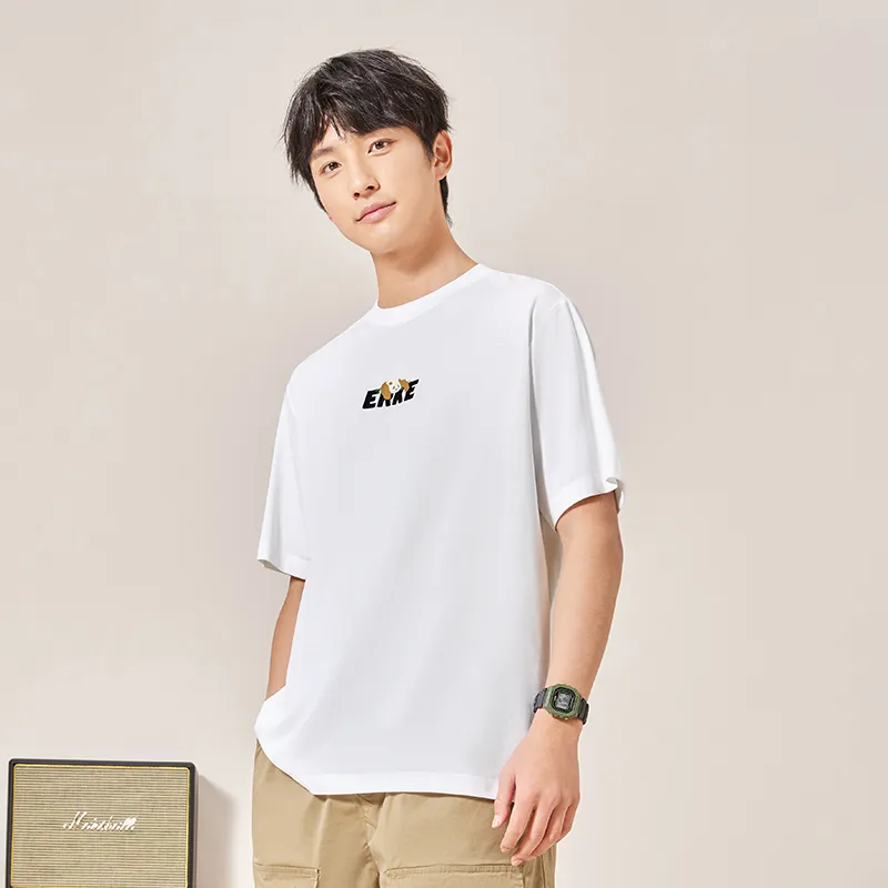 Erke Short Sleeved T Shirts Men's True White-2