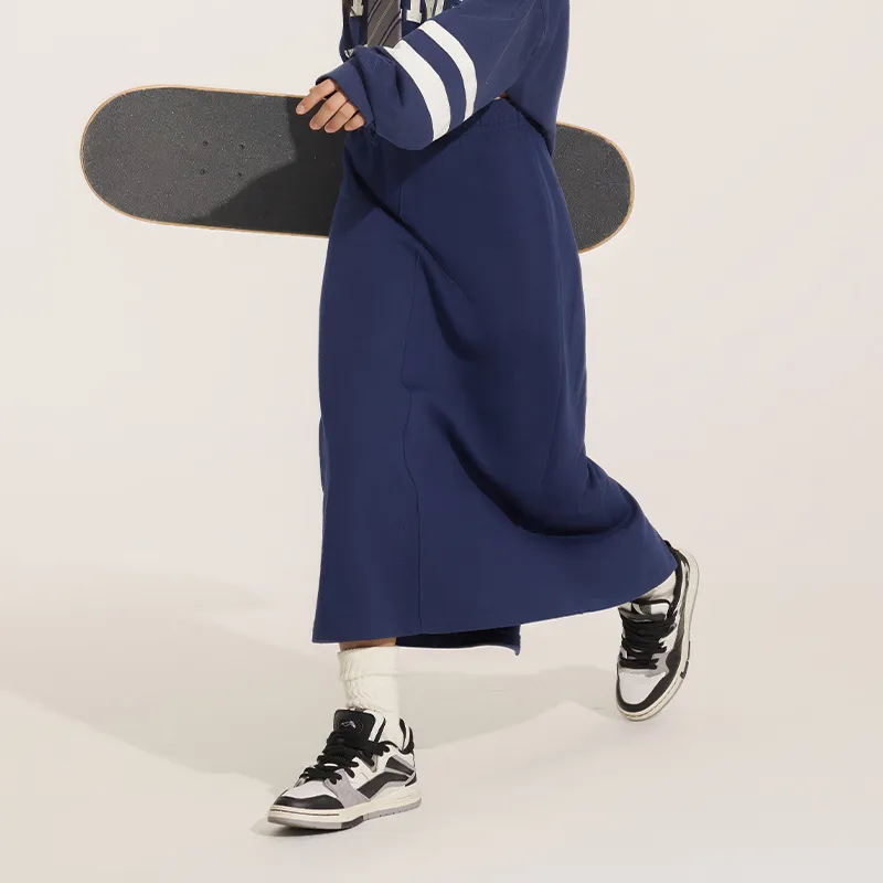 LiNing Weekend Youth Knit Long Skirt Women's Dark Ship Blue-3