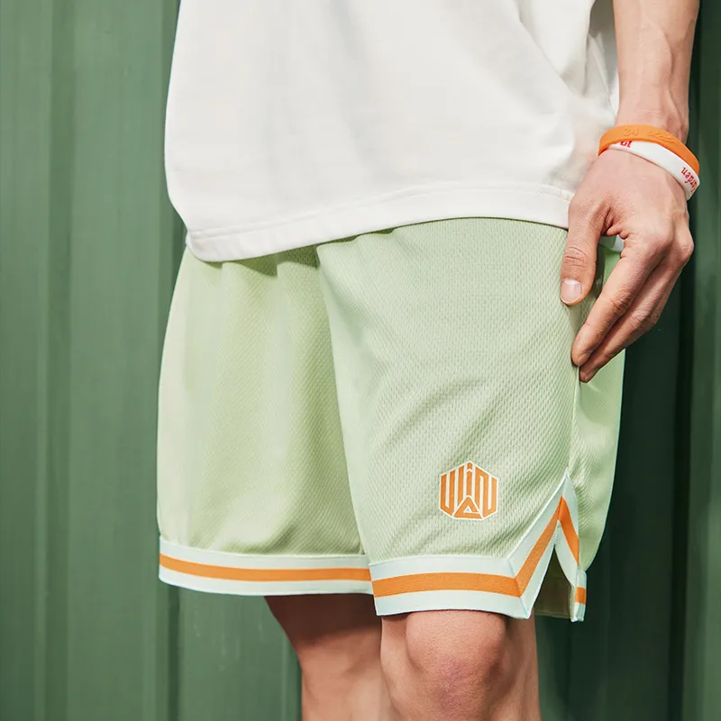 PEAK Basketball Shorts Men's White Light Green-2
