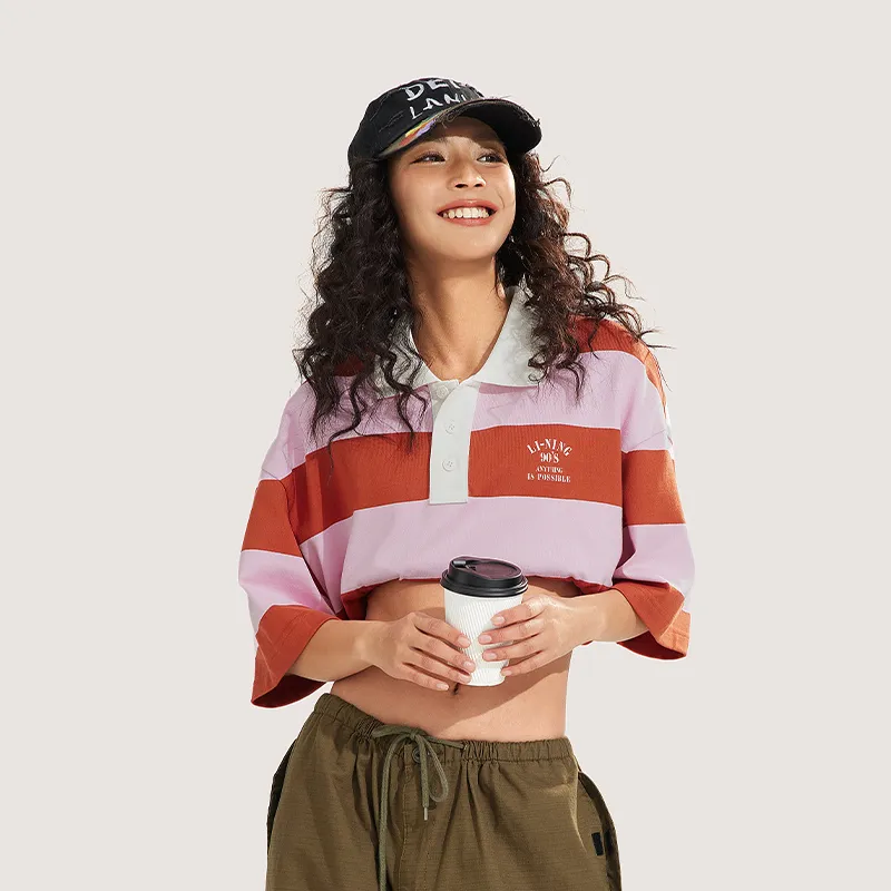 LiNing Weekend Youth Polo Shirt Unisex Sunshine Dirty Orange-3