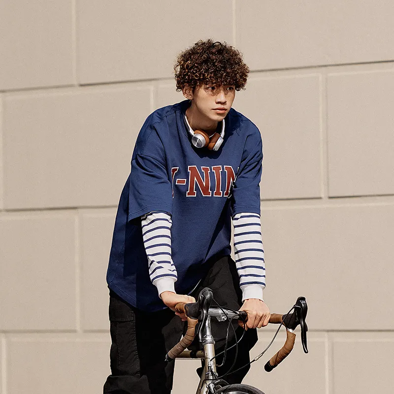 LiNing Sports Life Collection T Shirt Unisex Dark Ship Blue-3