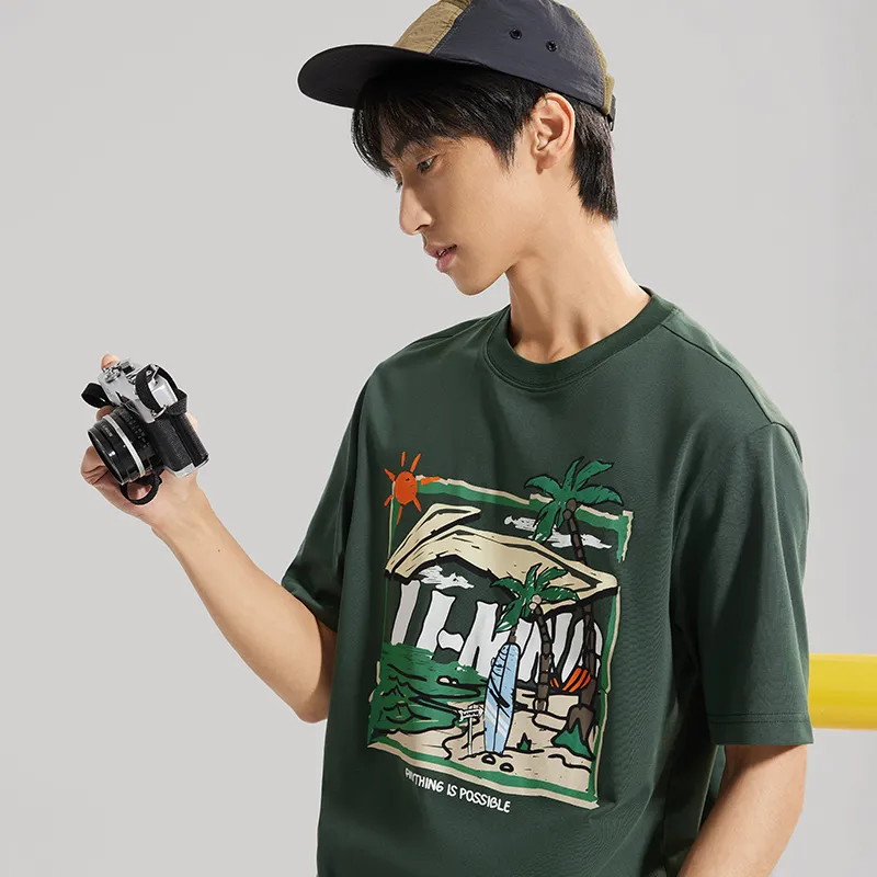 LiNing Sports Life Collection T Shirt Men's Maple Green-5