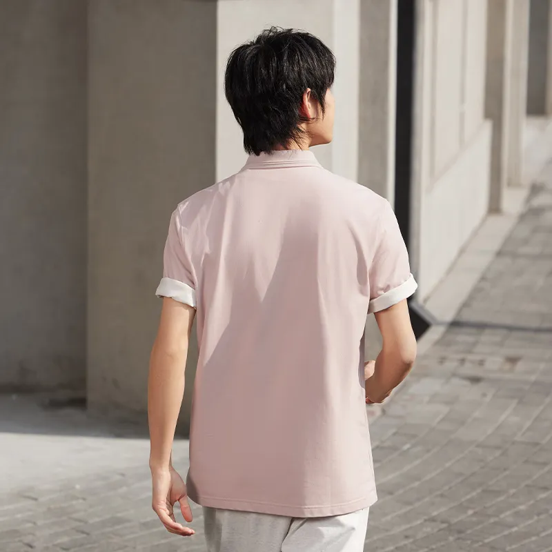 LiNing Sports Life Collection Polo Shirt Men's Cinnabar Powder-2