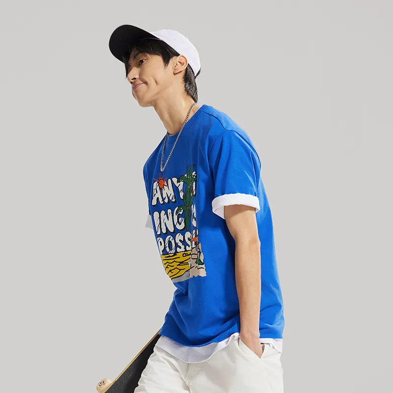 LiNing Sports Life Collection T-Shirt Men's Color Blue-1