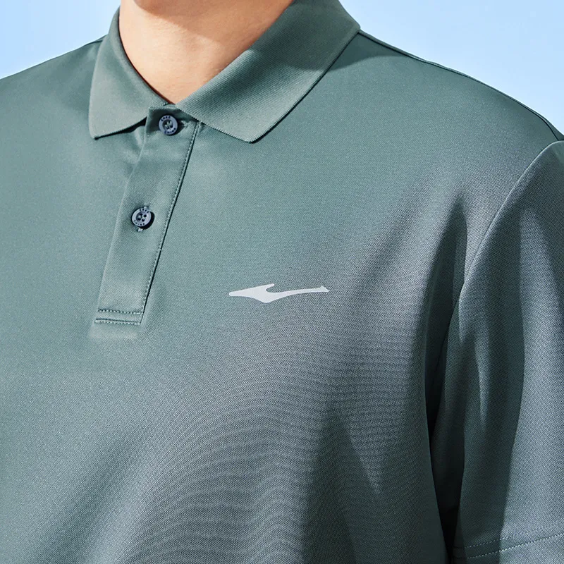 Erke Tennis Series Polo Shirt Men's Stone Yu Blue-2