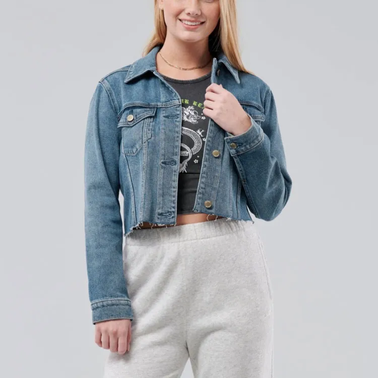 Hollister Denim Jackets Women's Blue-1