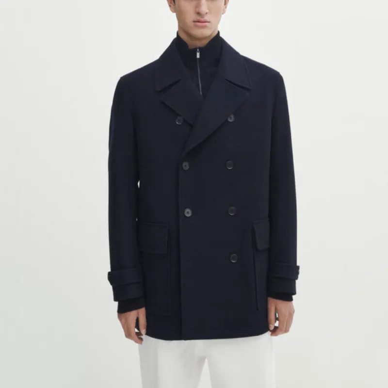 Massimo Dutti Coats Men Navy Blue-3