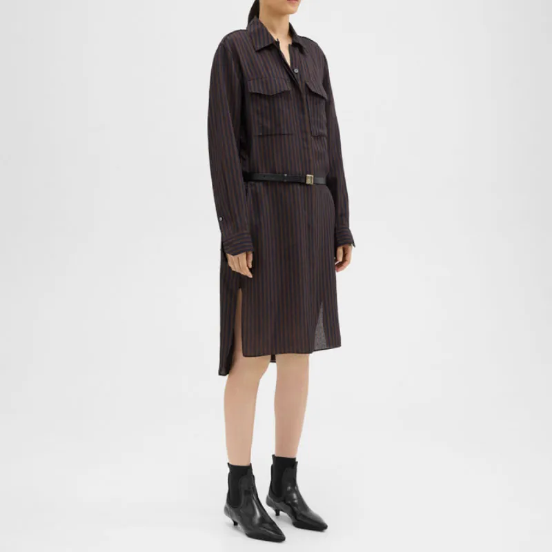 THEORY Long-Sleeved Dresses Women's Coffee Brown-3