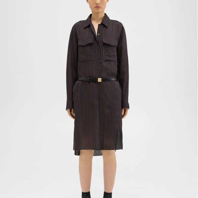 THEORY Long-Sleeved Dresses Women's Coffee Brown-1