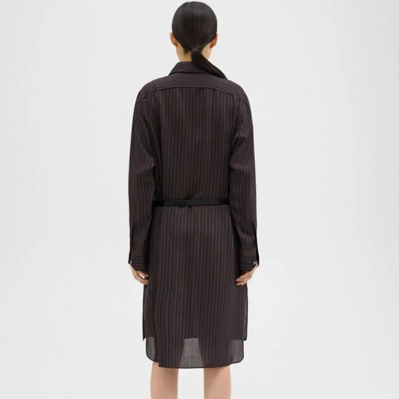 THEORY Long-Sleeved Dresses Women's Coffee Brown-2