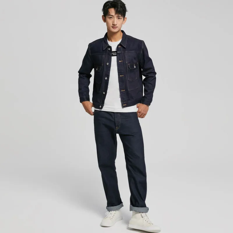 CALVIN KLEIN Simple Collection Denim Jacket Unisex Dark Blue-2