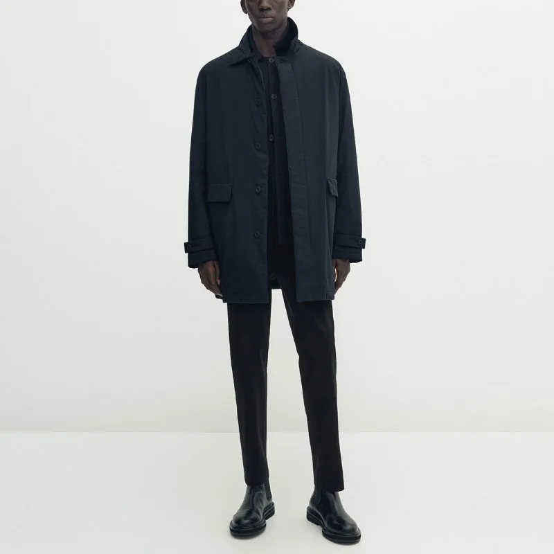 Massimo Dutti Trench Coat Men's Navy Blue-2