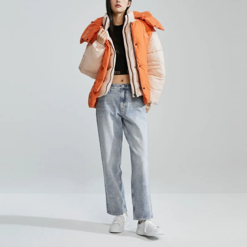 CALVIN KLEIN Puffer Jacket Women's Crane Neck Red-1