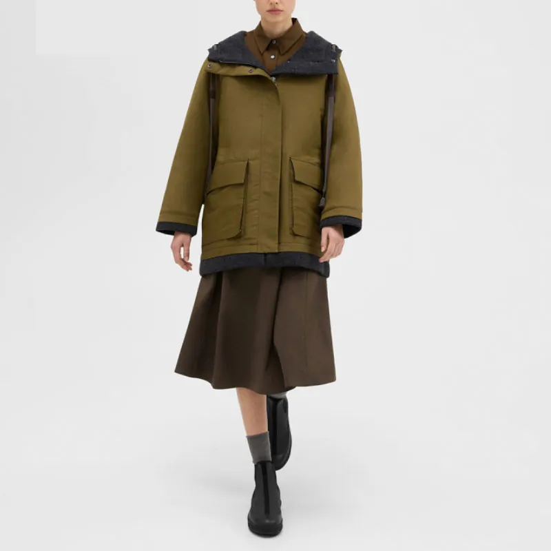 THEORY Jackets Coats Women's Olive Gold Green-1
