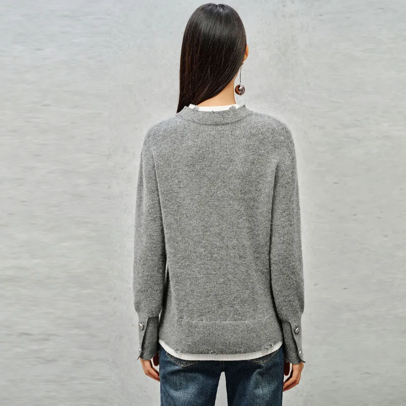 INSUN Cashmere Sweater Women's Gray-2