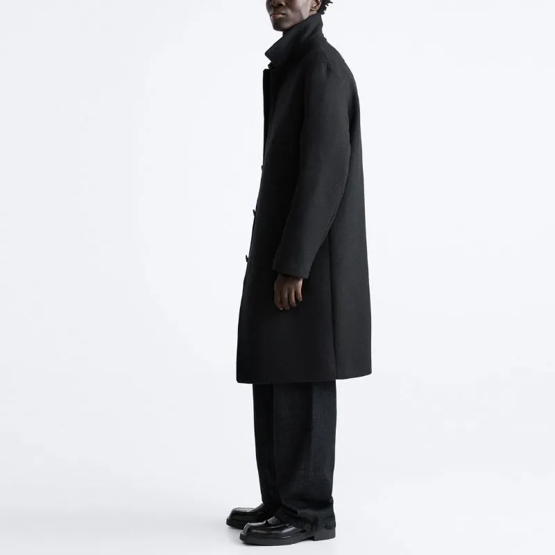 ZARA Coats Men Black-3