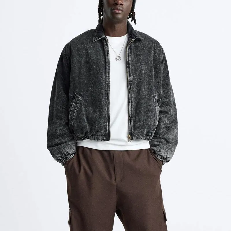 ZARA Denim Jackets Men Black-2