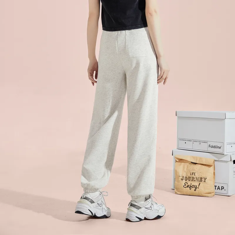 Tonlion Knitted Sports Pants Women's Beige Misty Gray-2