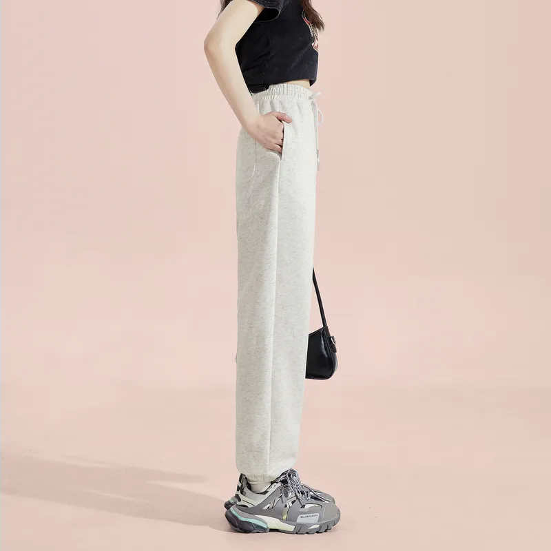 Tonlion Knitted Sports Pants Women's Beige Misty Gray-3